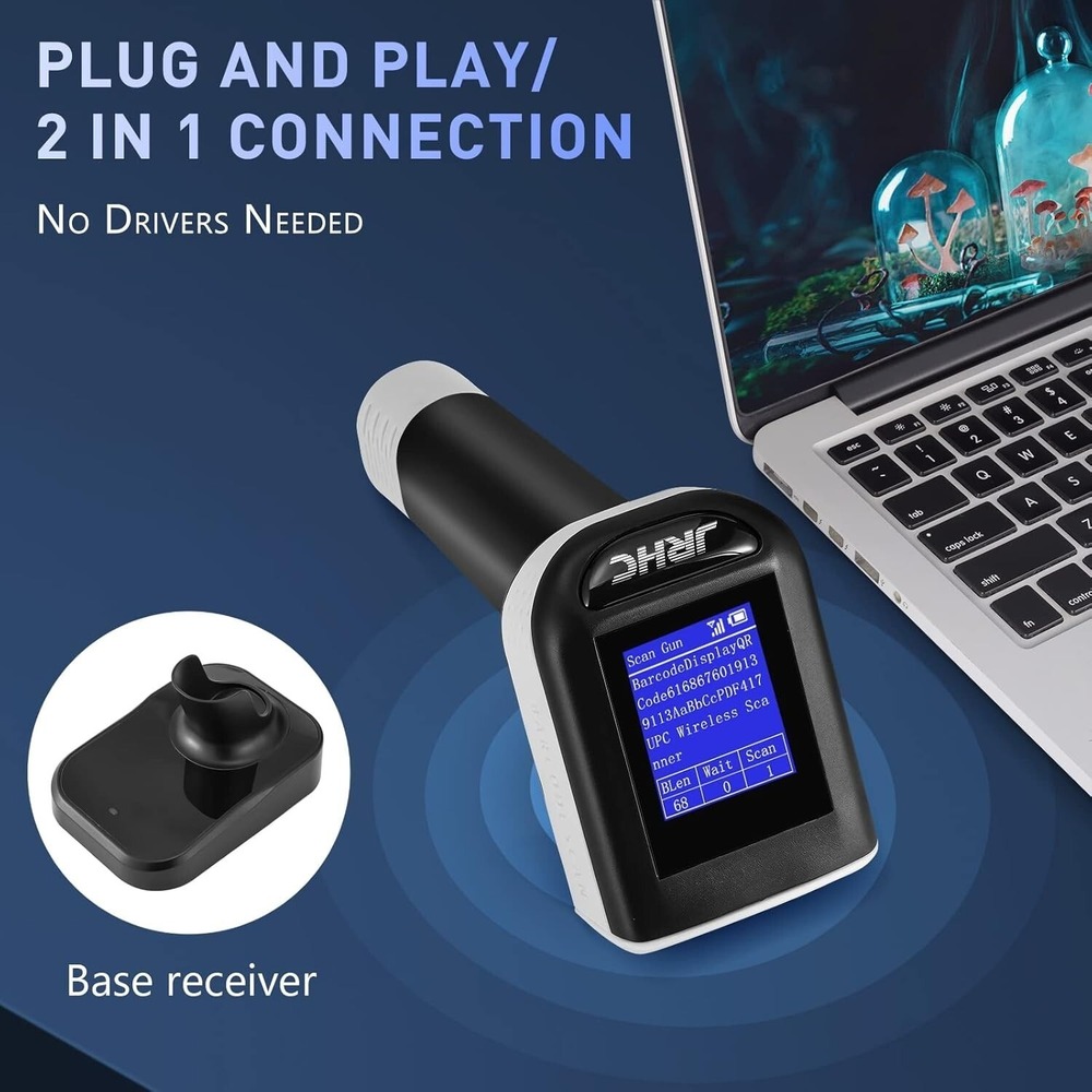 2D Barcode Scanner Wireless JRHC Bluetooth Qr Code Scanner Handheld Bar Code ... - Picture 2 of 9